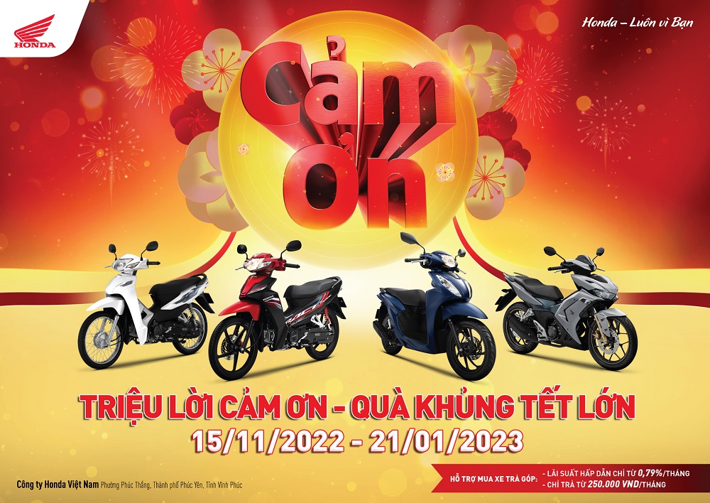 Cùng Honda Việt Nam rinh quà Tết với chương trình tri ân khách hàng Triệu lời cảm ơn Quà khủng Tết lớn